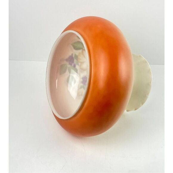 Antique Floral Hand Painted Gone w/ The Wind Milk Glass Hurricane Lamp Shade XL - Picture 5 of 7